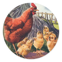 Rooster with Chicks stickers by Tchotchke Rooster with Chicks stickers