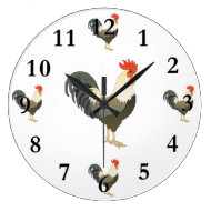 Rooster with Red Crown Farm Animal Numbers Wall Clocks