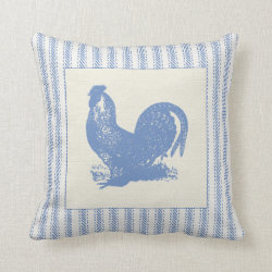 Rooster with Ticking Throw Pillows