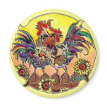 ROOSTERS by SHARON SHARPE Refrigerator Magnet