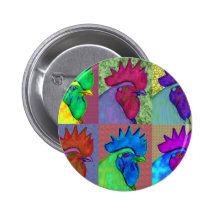 Roosters Gone Wild! Pinback Buttons