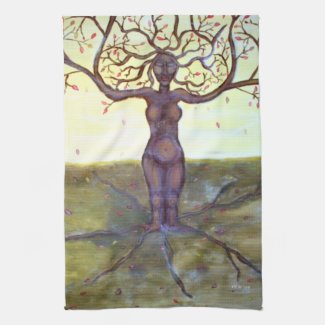 "Rooted" Tree Goddess Fantasy Art Hand Towel