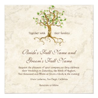 Roots of tree of Antiqued movement the marriage Custom Invitation