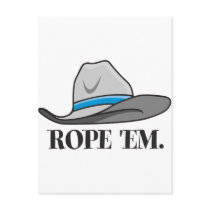 Rope 'em cowboy gear post card