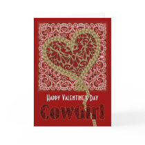 Roped My Heart Cowgirl Valentine Card