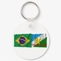 Roraima & Brazil Waving Flags keychains