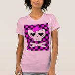 ROSA DEL TABLERO DE DAMAS DEL CRÁNEO DE KAWAII DEA CAMISETAS