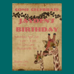 Rosa Giraffes  Birthday Invitation invitations