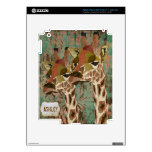 Rosa Giraffes Damask  Pattern  Skin Decal For iPad 3