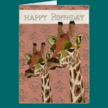 Rosa Giraffes Glitzy  Birthday Card cards