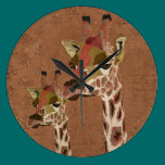 Rosa Giraffes Glitzy  Clock wall clocks