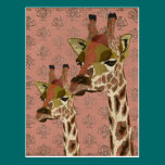 Rosa Giraffes Glitzy  Postcard postcards