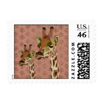 Rosa Giraffes Glitzy Stamp stamps