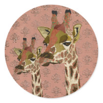 Rosa Giraffes Glitzy Sticker stickers