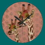 Rosa Giraffes Pink Glitzy  Clock wall clocks