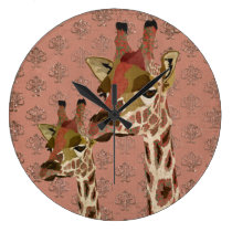 Rosa Giraffes Pink Glitzy  Clock wall clocks