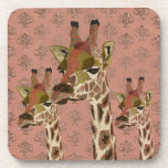 Rosa Giraffes Pink Glitzy Coaster cork coasters
