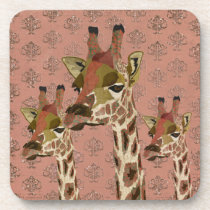 Rosa Giraffes Pink Glitzy Coaster cork coasters