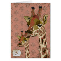 Rosa Giraffes Pink Glitzy  Monogram Notecard cards