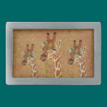 Rosa Golden Giraffes Damask  Belt Buckle belt buckles