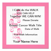 Rosa rosado del caminante I del cáncer de pecho qu Invitacion Personalizada