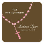 Rosary Beads First Holy Communion Pink Brown stickers