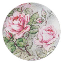 Rosas del vintage plato de comida