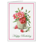 Rosas rojos del cumpleaños del vintage tarjetas