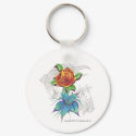 Rose Amongst Coy Fish Keychain