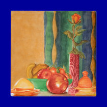 rose and apples still life magnets