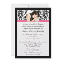 Rose and black of the Damascus of Fushcia Fifteen- Personalized Invite