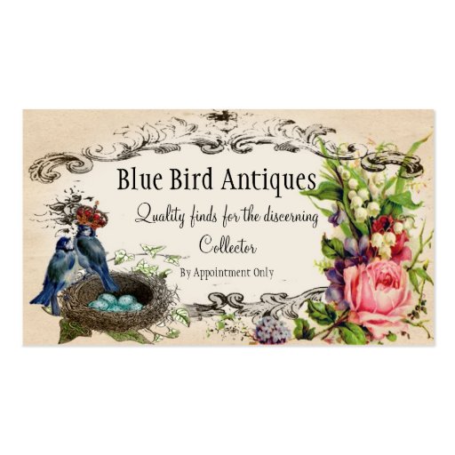 Rose and Blue Jay Buisness or Introduction Card Business Card Templates (front side)