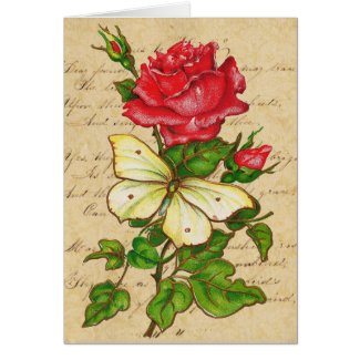 Rose and Butterfly Note card