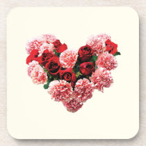 Rose and Carnation Heart cork coasters