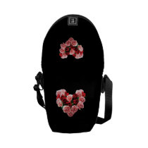 Rose and Carnation Heart messenger bags