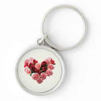 Rose and Carnation Heart keychains