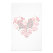 Rose and Carnation Heart stationery