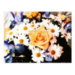 rose and daisy bouquet postcard