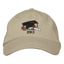 Rose and Diploma Grad embroidered hats