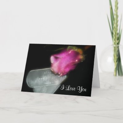 Rose and dog tags greeting card