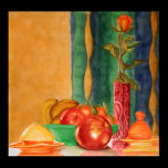 rose and fruits still life posters