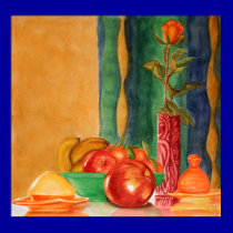 rose and fruits still life posters