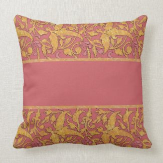 Rose and Gold Damask Pattern Throw Pillow throwpillow