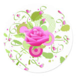 Rose and hearts round sticker