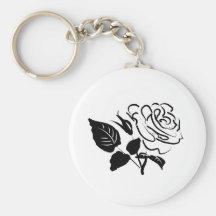 Rose and Leaves Sketch Key Chains