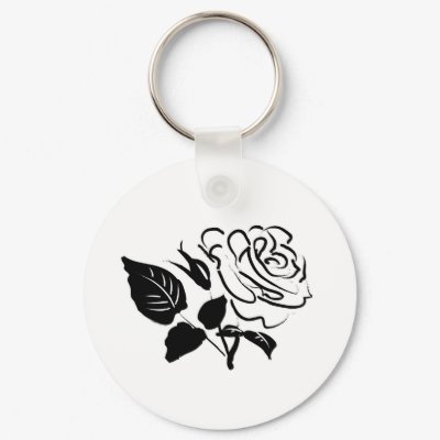 Rose and Leaves Sketch Key Chains by White_Wedding