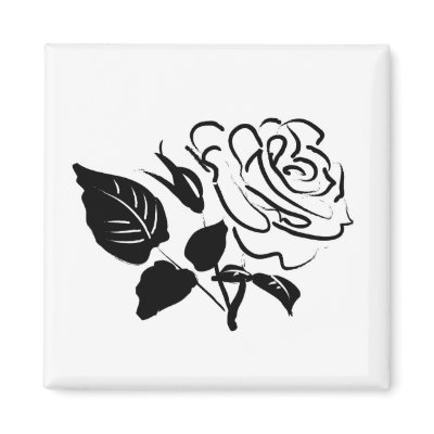 Rose and Leaves Sketch Fridge Magnets by White_Wedding
