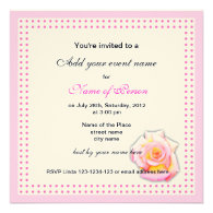 rose and pink dots all party invitation