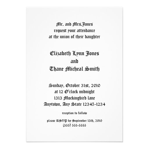 Rose and Skull Frame Goth Wedding Invitation