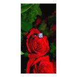 Rose and wedding ring personalized photo card
